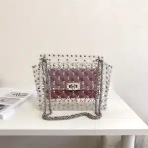 Valentino silver stud transparent bag