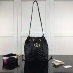 Gucci GG Marmont Quilted Leather Bucket Bag 476674 in Black