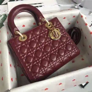 lady dior cannage bag red wine