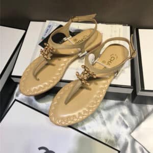 chanel sheepskin flat sandals