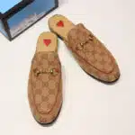 Gucci Princetown Leather Tiger Slipper Canvas GG