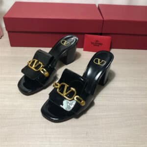 valentino block heel sandals black