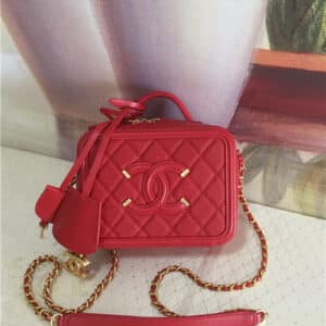 Chanel red cosmetic bag