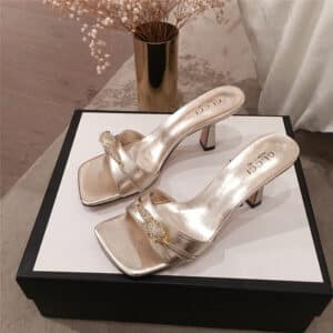 gucci heels slippers silver