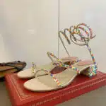 Rene Caovilla Satin Snake-coil Sandals