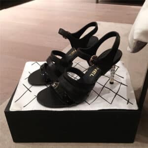 chanel heels sandals women black