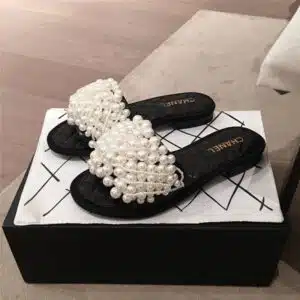 chanel sandals with pearls