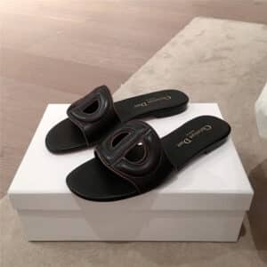 dior flat sandals black