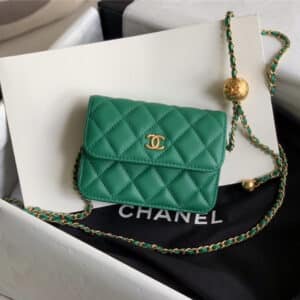 Chanel bead chain bag green