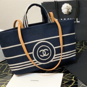 Chanel canvas beach shopping bag