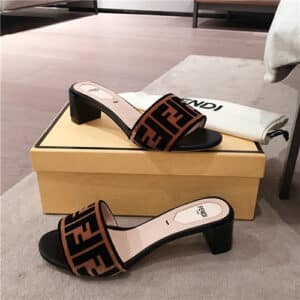 fendi thick heel sandals slippers