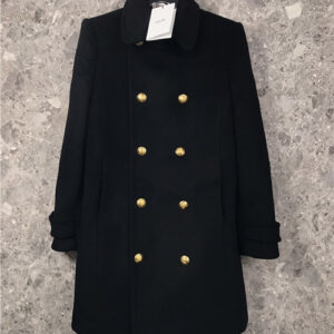 Celine black double-breasted wool coat