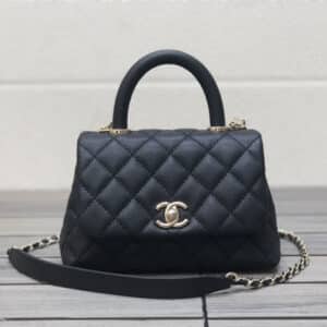 chane small coco handle leather bag