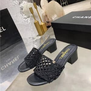 chanel woven slippers sandals
