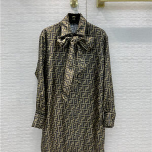 fendi printed silk shirt dress