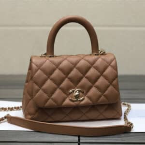 chane small coco handle leather bag