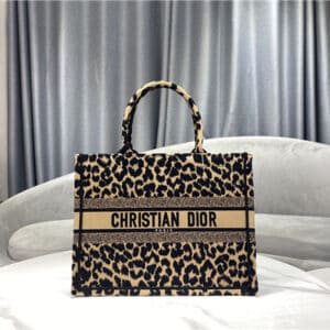 dior book tote bag leopard small