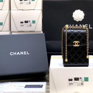 chanel gold beads mobile phone bag