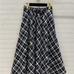 dior plaid long skirt