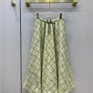 dior green plaid long skirt