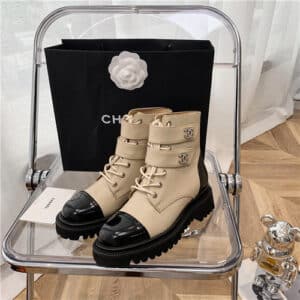 chanel velcro short boots