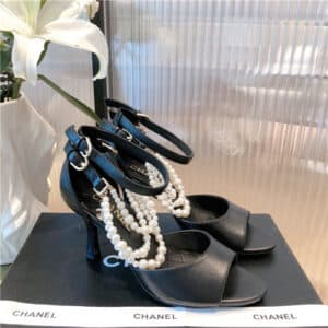 chanel high heel pointed pearl sandals