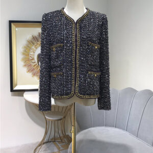 chanel tweed woven coat