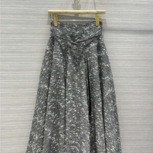dior silk wool tweed high-waisted long skirt