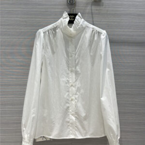 chanel stand collar white shirt