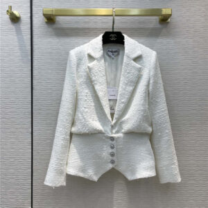 chanel white tweed suit jacket