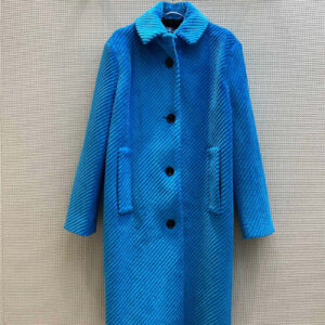 prada blue long-sleeved V-neck coat