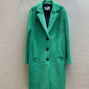 prada green long-sleeved V-neck coat