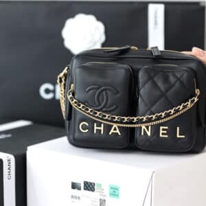 chanel leather camera bag