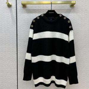 louis vuitton lv black white striped knitted sweater
