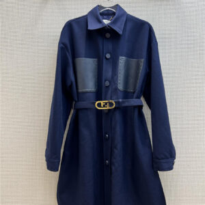 fendi navy blue mid-length trench coat