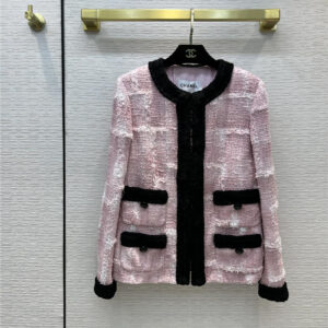 chanel pink tweed coat