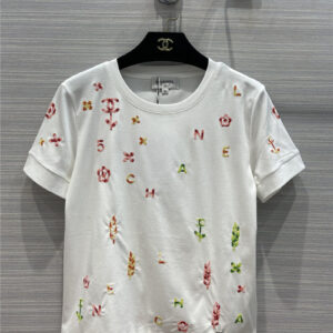 chanel embroidered cotton t shirt