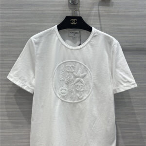 chanel 3D logo embroidered cotton t shirt