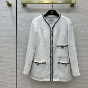 chanel white velvet coat