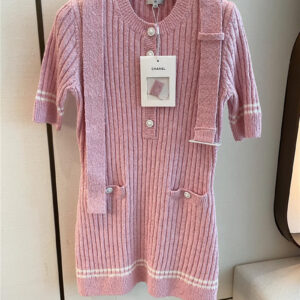 chanel pink belt dress