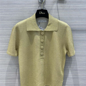 dior classic polo shirt gold thread top