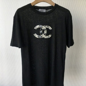 chanel embroidered sequined letter t shirt