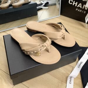 chanel flat chain slippers