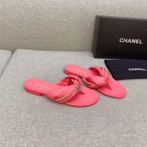 chanel flip-flop chain sheepskin slippers