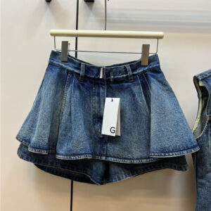 givenchy blue ruffled jeans skirt