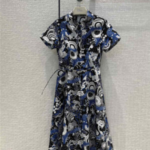 dior print short-sleeve dress