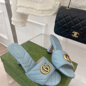 gucci gg buckle high heel slippers