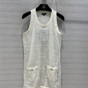 chanel sequin embroidery vest dress