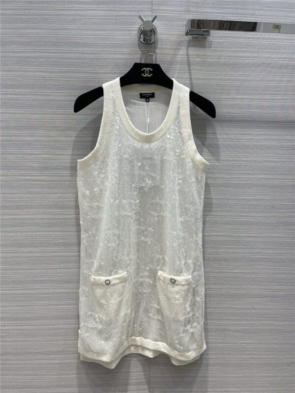 chanel sequin embroidery vest dress