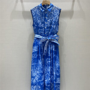 dior print jungle camouflage ocean blue dress